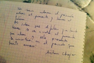 Antón Chejov hand writing quote 